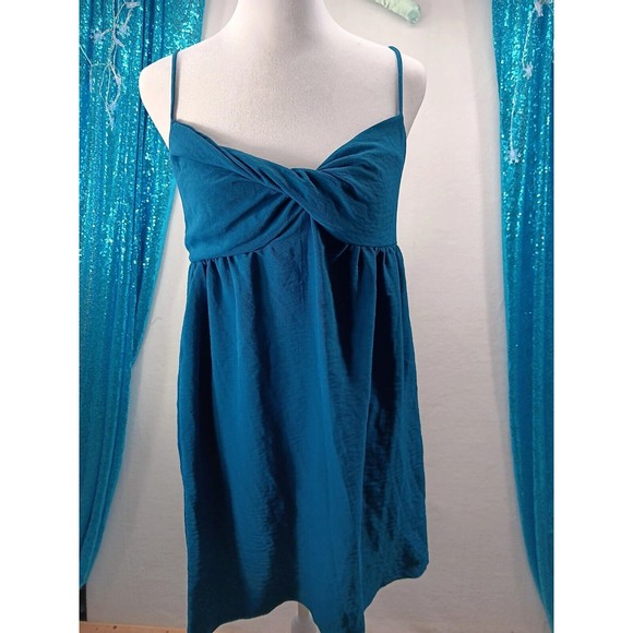 See You Monday Dress Women's SZ S Light Flowey Midi Navy Blue Criss Cross Bodice - Picture 1 of 10